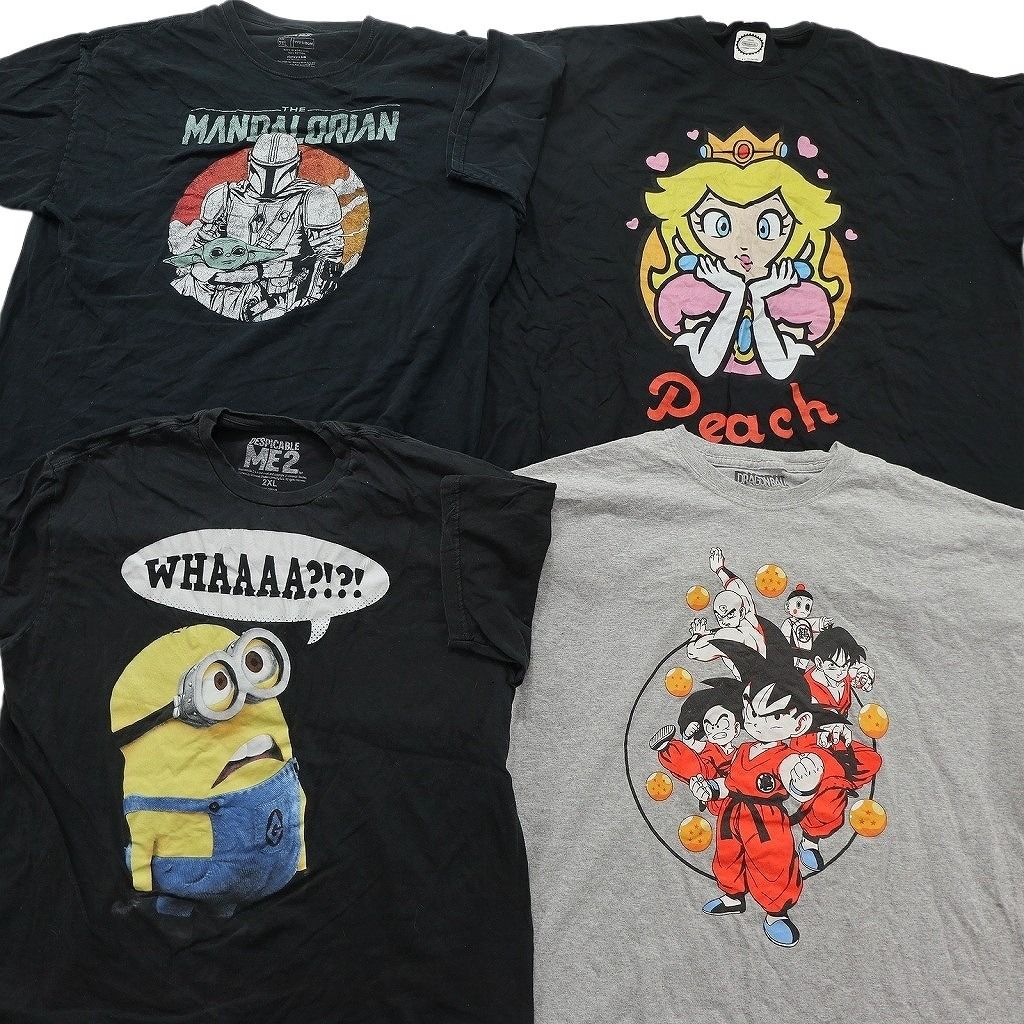 古着卸 まとめ売り キャラクター Tシャツ 16枚セット ( メンズ 2XL ) ドラゴンボール ディズニー マーベル アメコミ 中古 古着 NF6922 古着卸 まとめ売り キャラクター Tシャツ 16枚セット ( メンズ 2XL