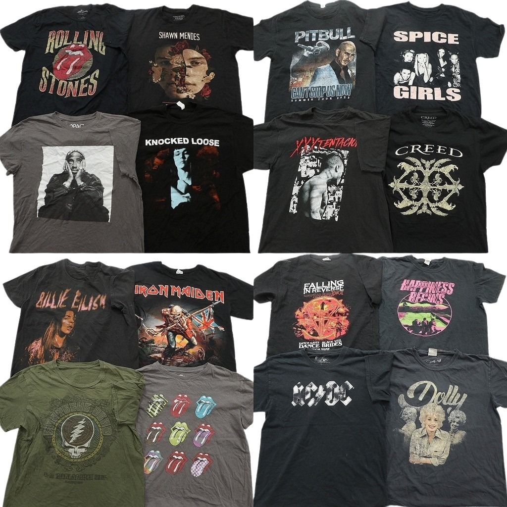 古着卸 まとめ売り 音楽・バンド Tシャツ 16枚セット ( メンズ L ) ローリングストーンズ ショーンメンデス 2パック 中古 古着 NF6940