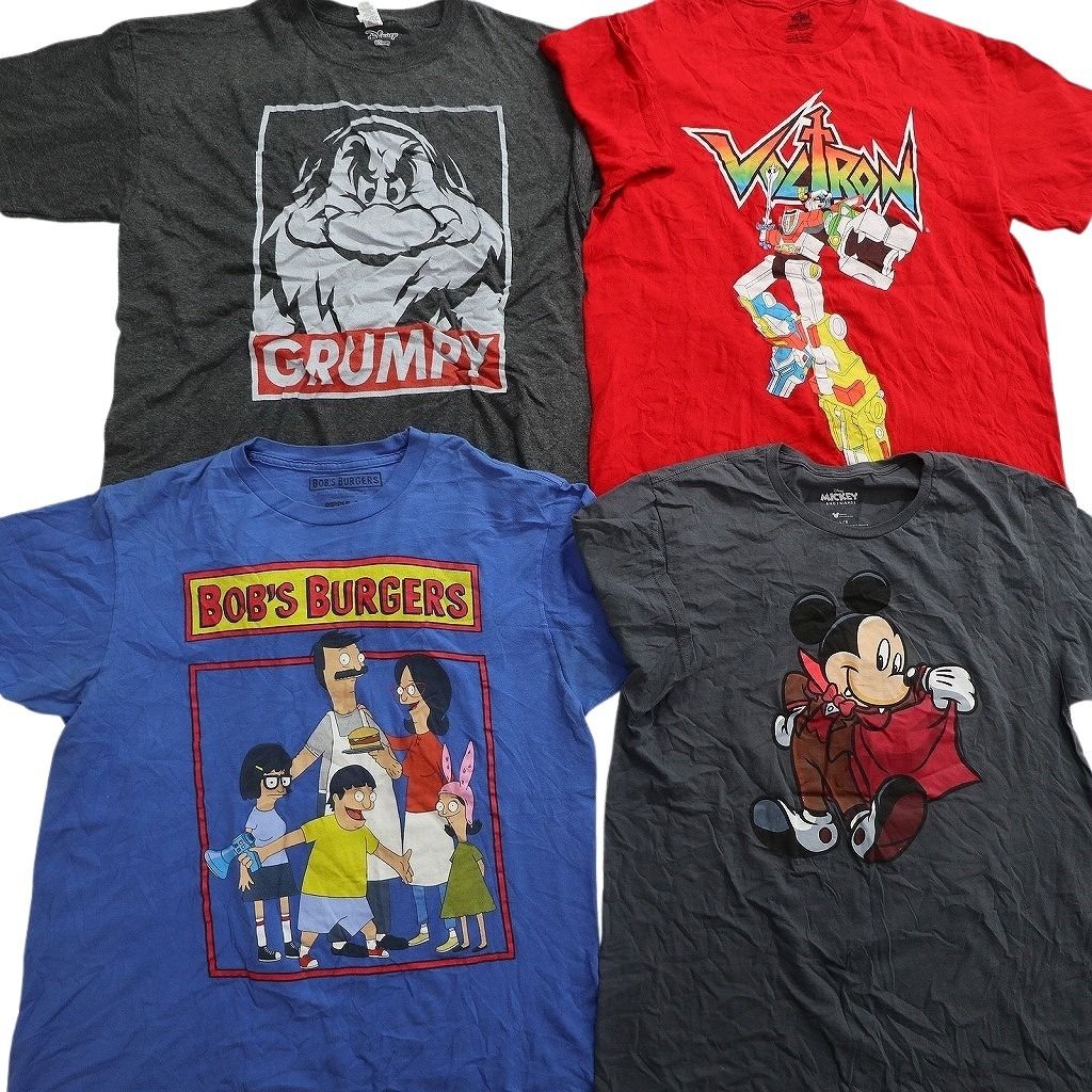古着卸 まとめ売り キャラクター Tシャツ 16枚セット ( メンズ L ) ディズニー ポケモン スポンジボブ ワンピース 中古 古着 NF6960 古着卸 まとめ売り キャラクター Tシャツ 16枚セット ( メンズ L