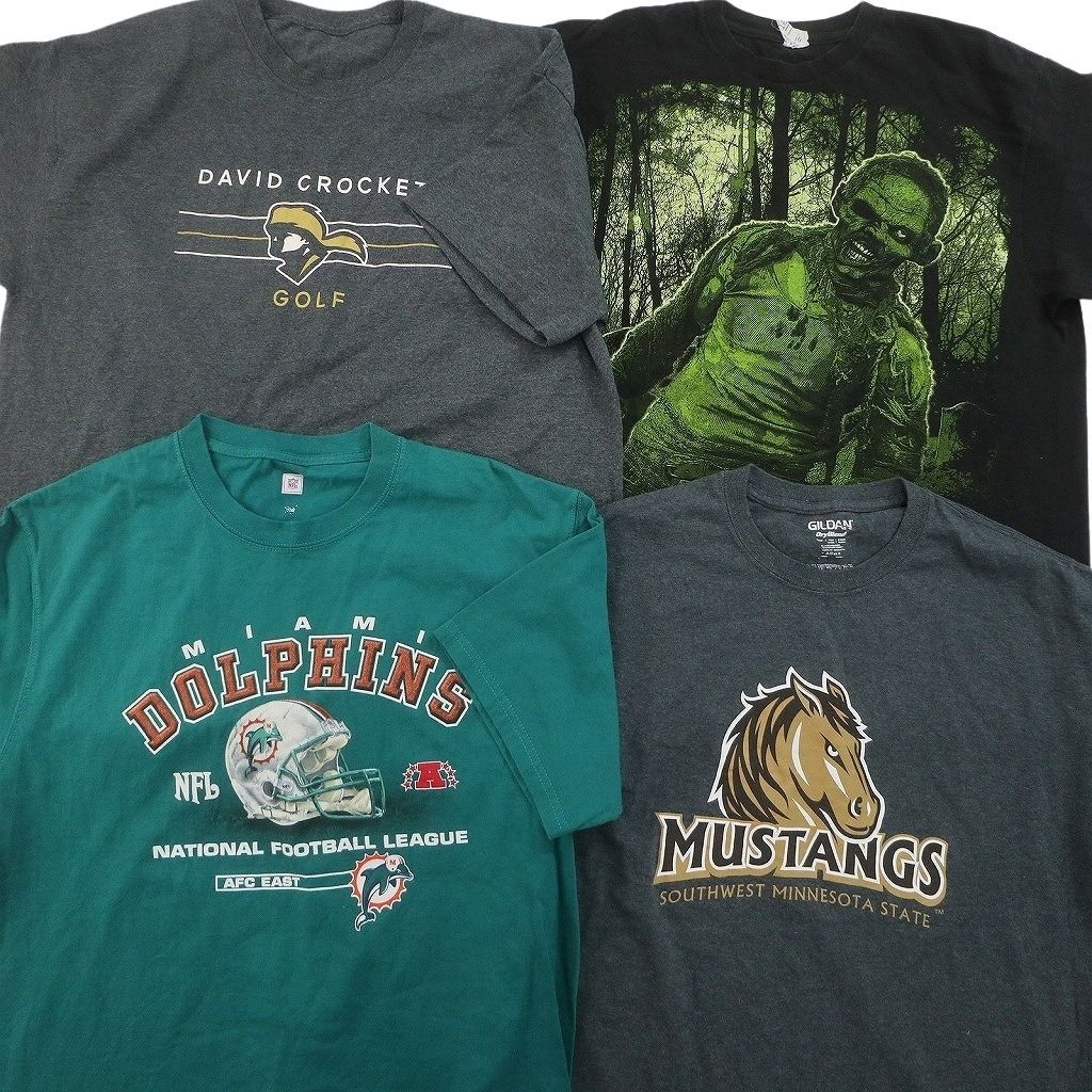古着卸 まとめ売り プリント Tシャツ 16枚セット ( メンズ XL ) 大判プリント プロチーム NFL カレッジ風 中古 古着 NF6975