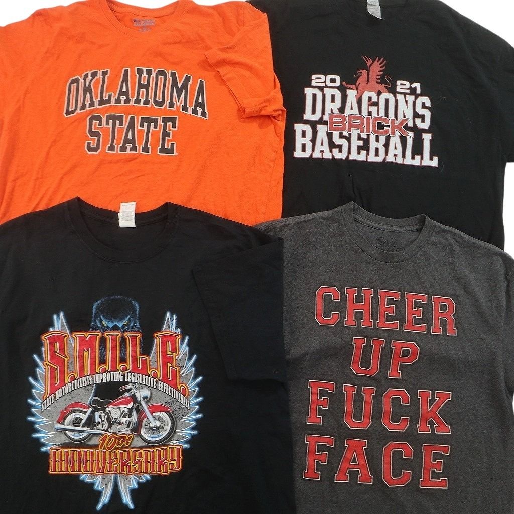 古着卸 まとめ売り プリント Tシャツ 16枚セット ( メンズ XL ) 大判プリント プロチーム NFL カレッジ風 中古 古着 NF6975