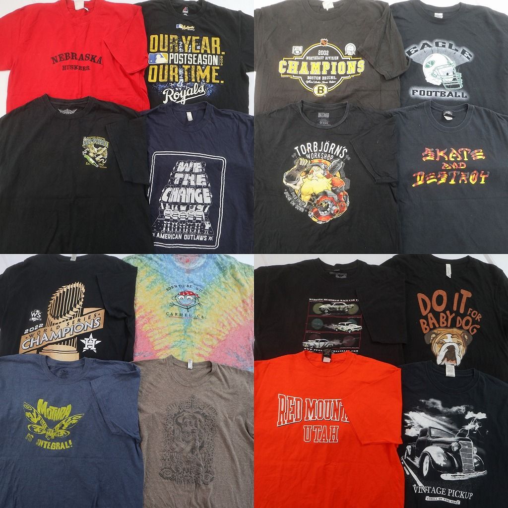 古着卸 まとめ売り プリント Tシャツ 16枚セット ( メンズ XL/L ) プロチーム MLB 車モチーフ アストロズ タイダイ柄 中古 古着 NF6977