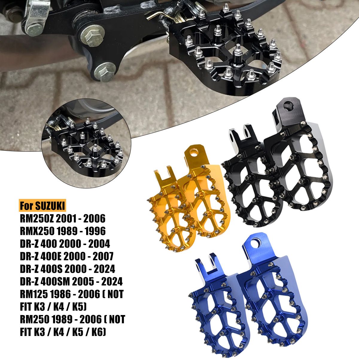 スズキ DR-Z400/DRZ400S/DRZ400SM 用 拡張滑り止めフットペグ