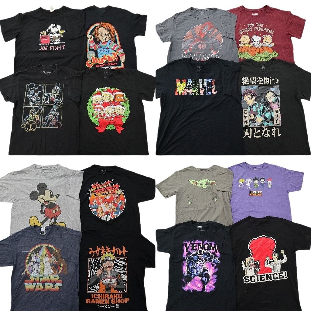古着卸 まとめ売り キャラクター Tシャツ 16枚セット ( メンズ M/L