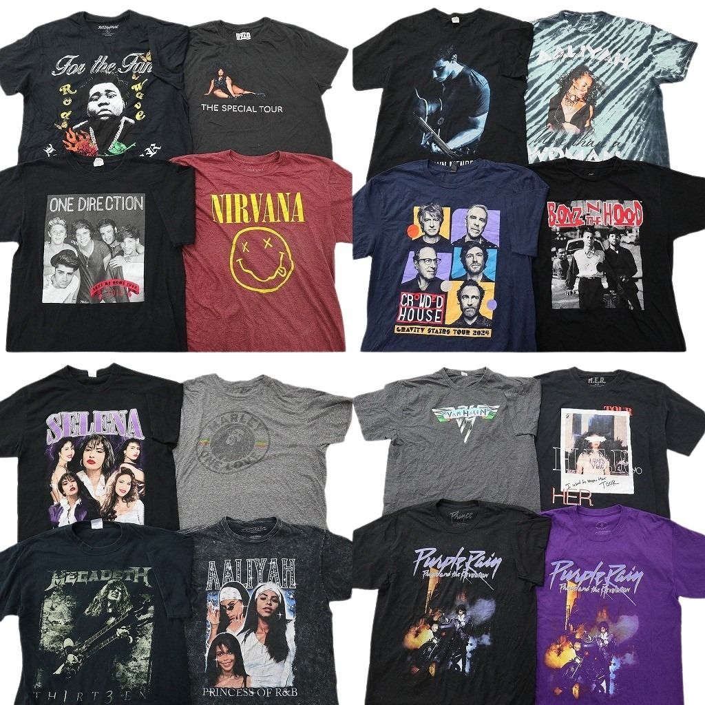 古着卸 まとめ売り 音楽・バンド Tシャツ 14枚セット ( メンズ L ) ニルヴァーナ 人物 パープルレイン ボーイズンザフット 中古古着 NF7019