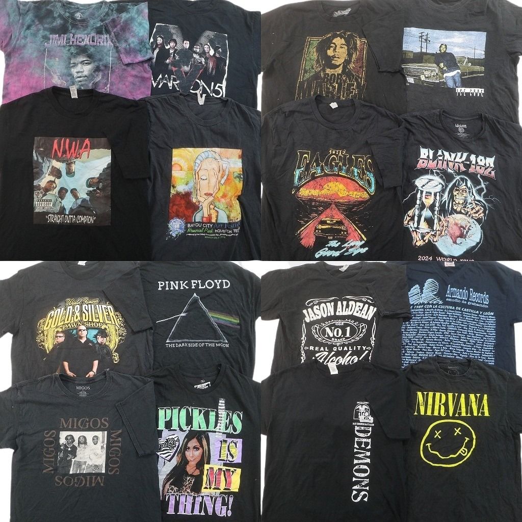 古着卸 まとめ売り 音楽・バンド Tシャツ 16枚セット ( メンズ L ) ニルヴァーナ ピンクフロイド アイスキューブ 中古 古着 NF7021