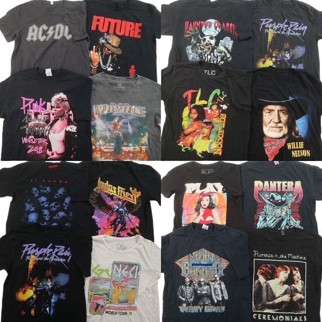 古着卸 まとめ売り 音楽・バンド Tシャツ 16枚セット ( メンズ M ) AC/DC パープルレイン 人物 TLC ウィリー・ネルソン 中古 古着 NF7024 18,974円
