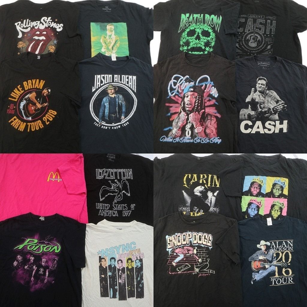 古着卸 まとめ売り 音楽・バンド Tシャツ 16枚セット ( メンズ XL ) ローリングストーンズ 人物 ジョニーキャッシュ 中古 古着 NF7032