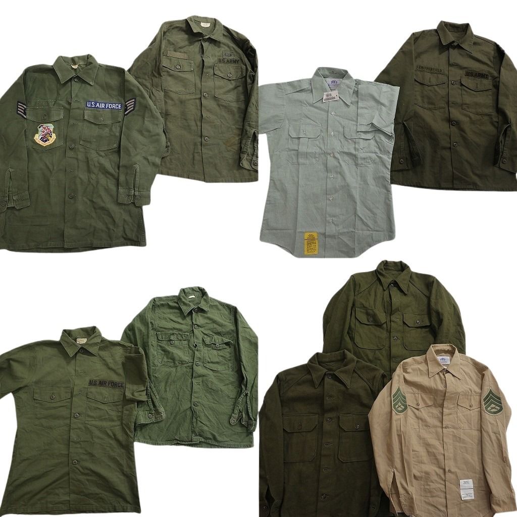 古着卸 まとめ売り ミリタリー シャツ 9枚セット ( メンズ M ) AIRFORCE 半袖 長袖 オリーブ ワンポイント デッドストック 中古古着 NF7055 11,571円