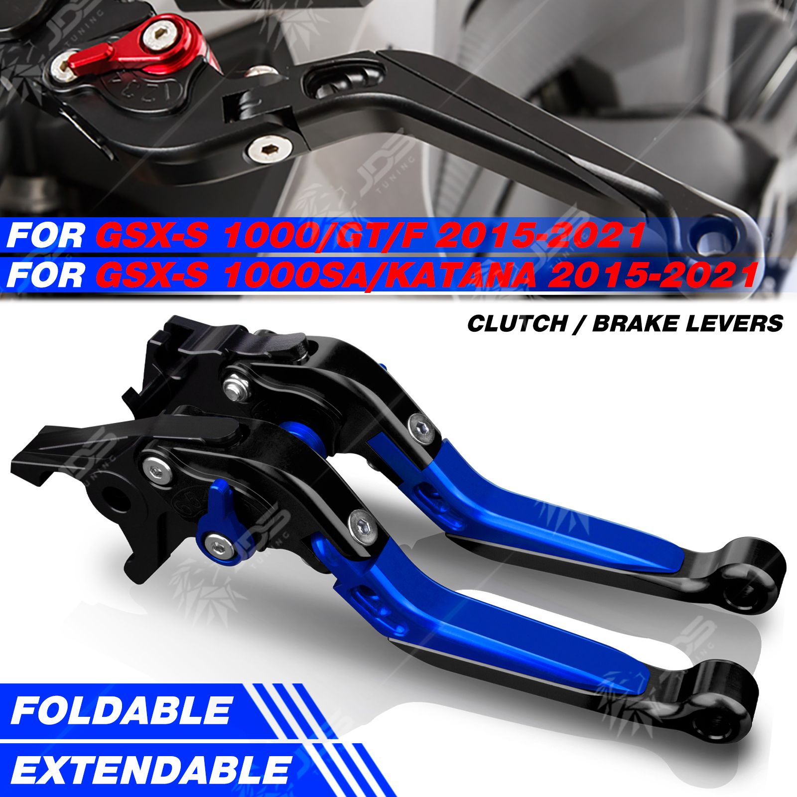 スズキ GSXS 1000/GT/F/SA/KATANA 2015-2021 用 折りたたみクラッチ・ブレーキレバーセット