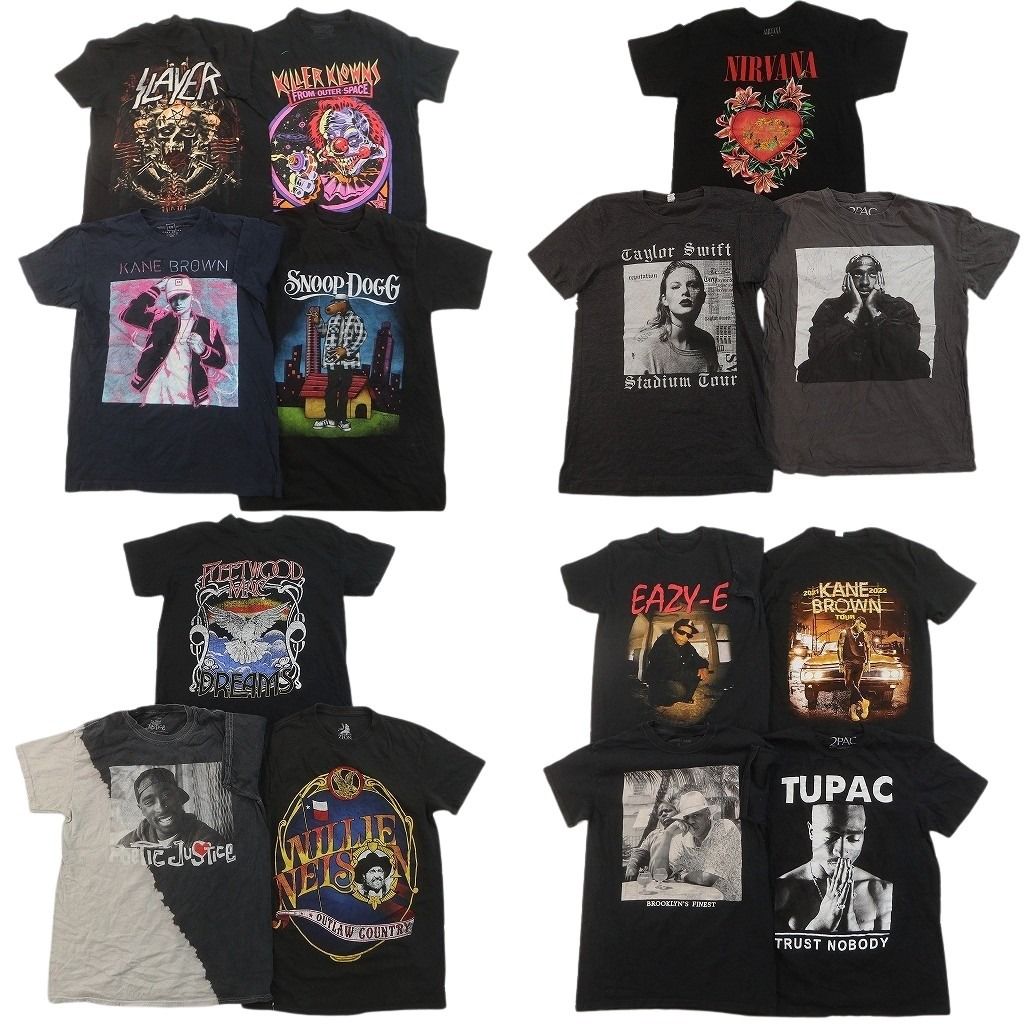 古着卸 まとめ売り 音楽・バンド Tシャツ 14枚セット ( メンズ S ) 2PAC ニルヴァーナ スヌープドッグ 人物 中古 古着 NF7085