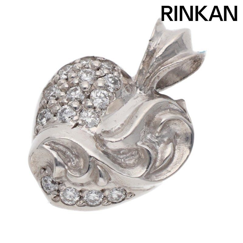 クロムハーツ 18 heart charm ホワイトゴールド/PAVEダイヤネックレストップ メンズ