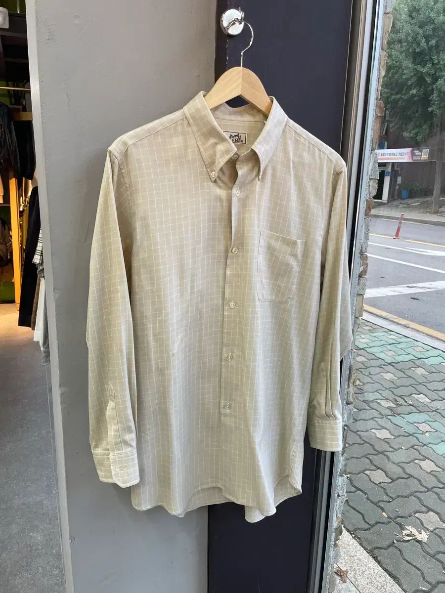 105/ エルメス ボタンダウン チェック シャツ