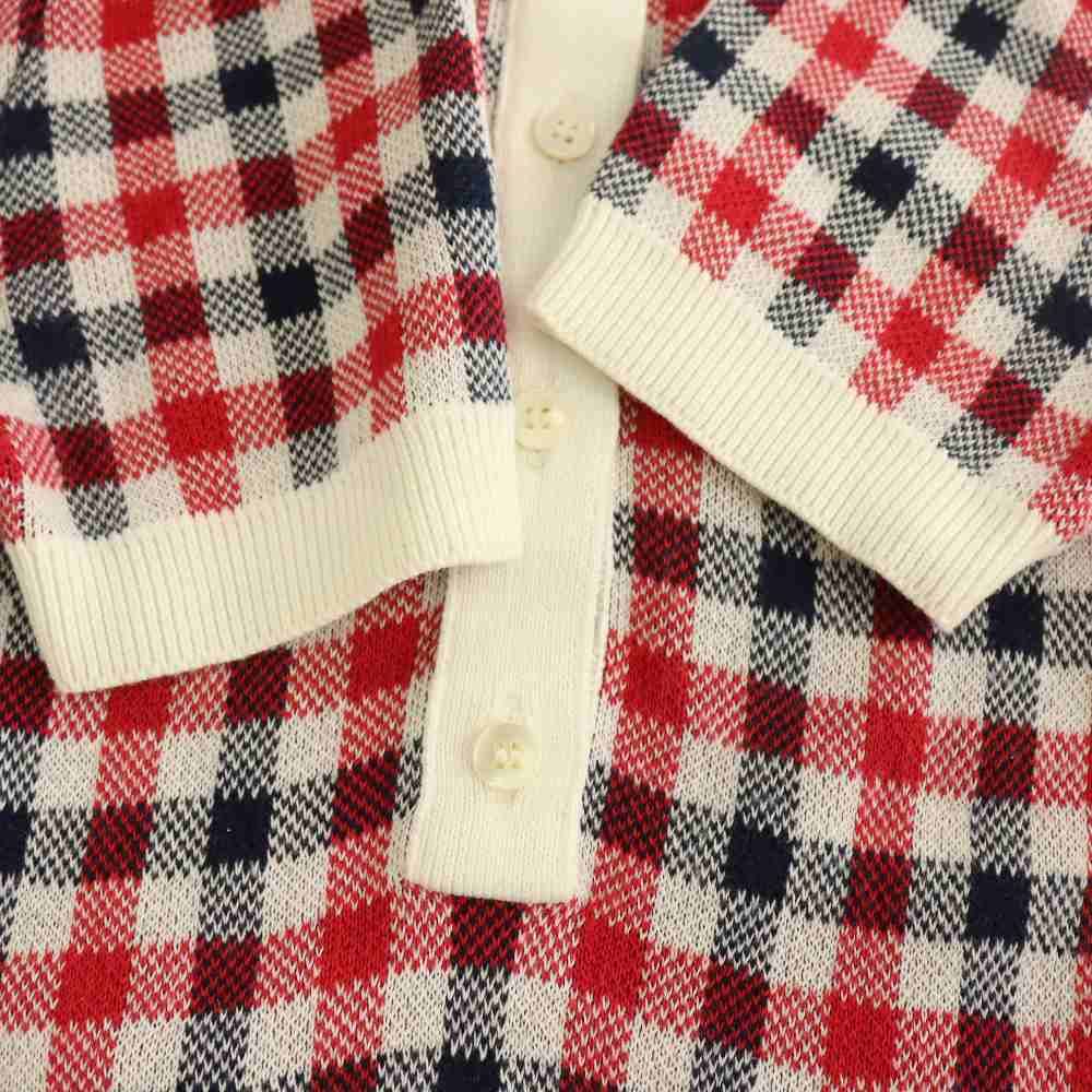 トムブラウン THOM BROWNE チェック ニットポロシャツ 半袖 2 ネイビー