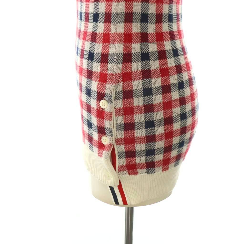 トムブラウン THOM BROWNE チェック ニットポロシャツ 半袖 2 ネイビー