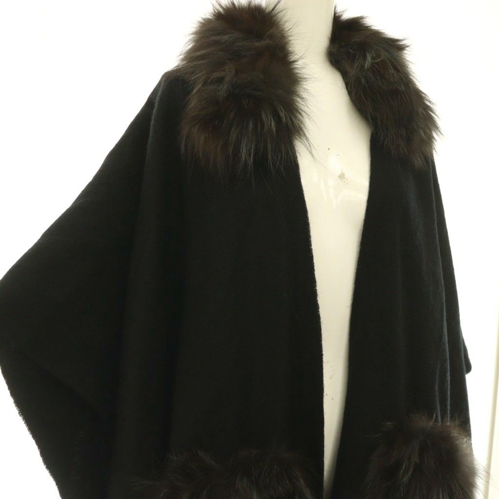 エポカ EPOCA ファー付き ストール ポンチョ カシミヤ混 フォックス