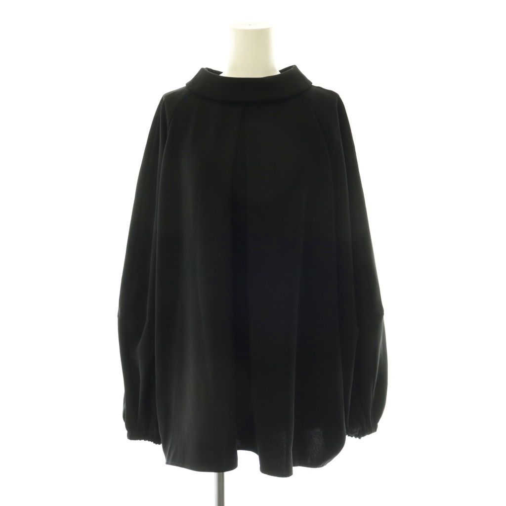 エンフォルド ENFOLD 26SS STAND DRAPE PULLOVER プルオーバー ブラウス 長袖 38 ブラック /HK ■OS