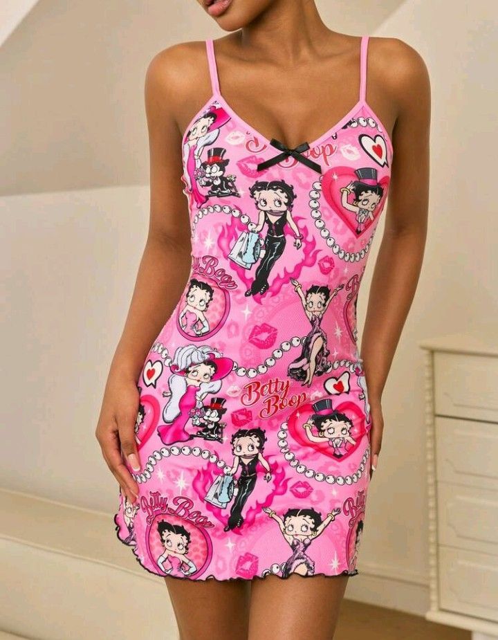 Betty Boop ベティちゃん キャミソールワンピース ピンク PINK