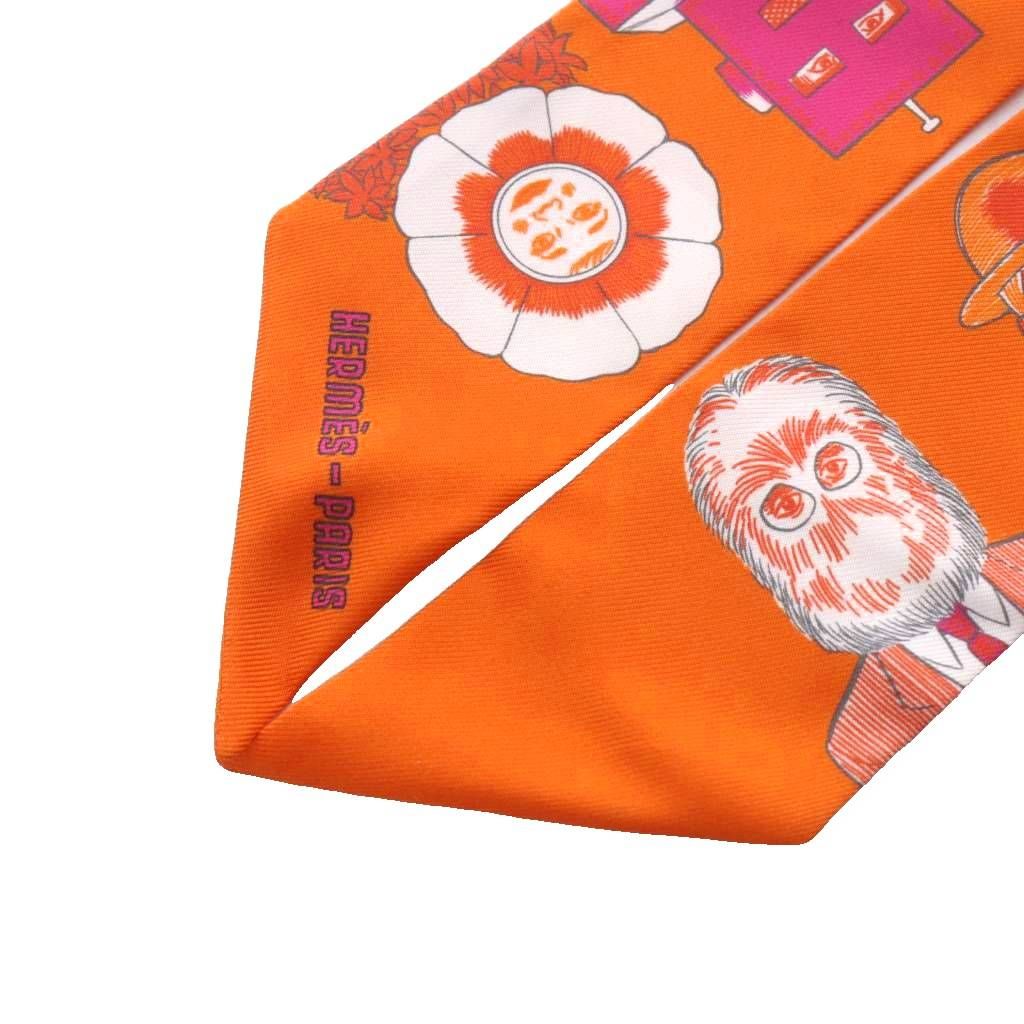 エルメス HERMES ツイリー DRESS CODE スカーフ ポケットチーフ 橙