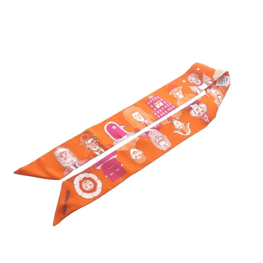 エルメス HERMES ツイリー DRESS CODE スカーフ ポケットチーフ 橙