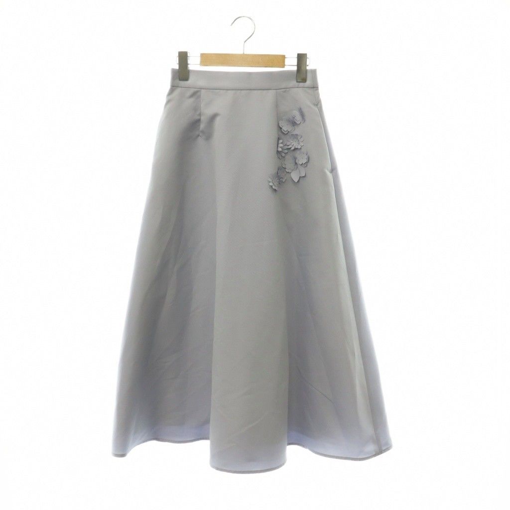 アウディーレ Audire 25SS Bouquet grosgrain circular スカート ロング フレア S サックスブルー /DO ■OS