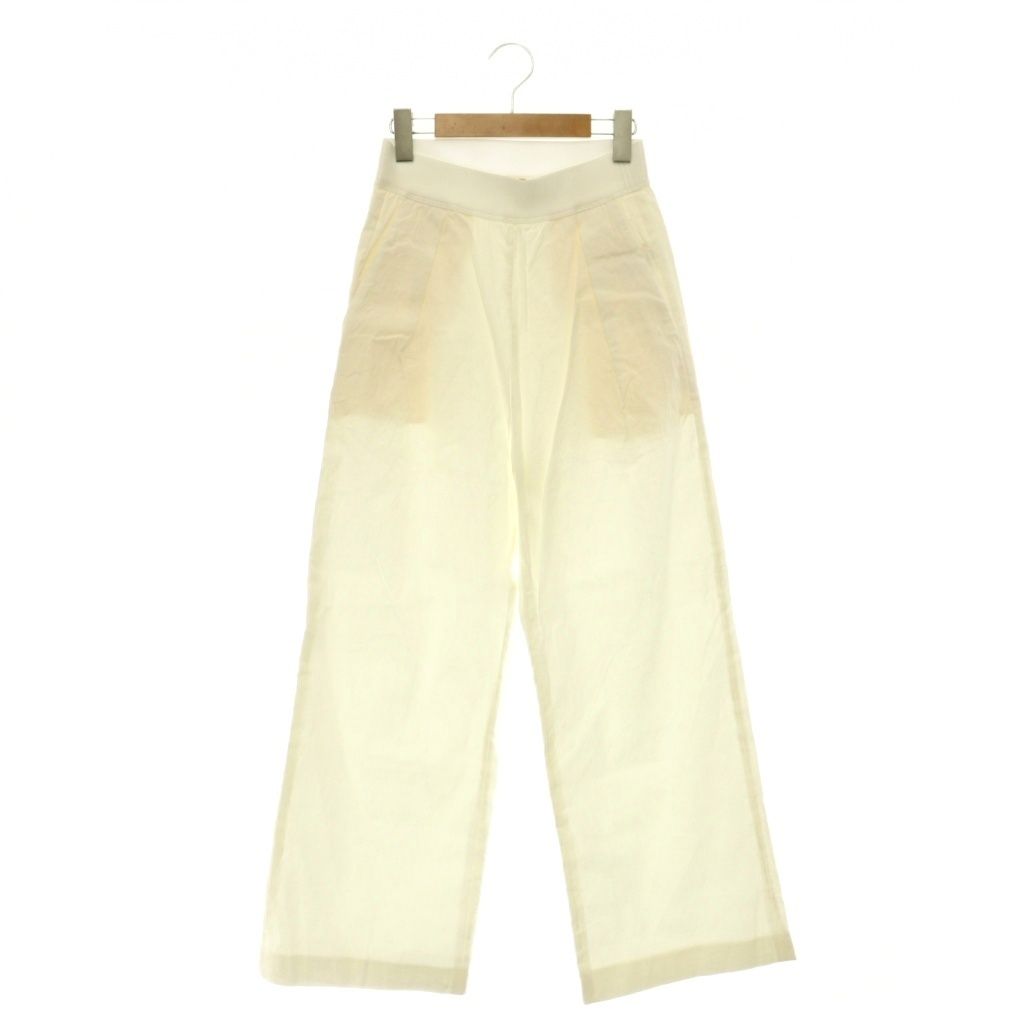 ミューズ ドゥーズィエム クラス MUSE de Deuxieme Classe 26SS STRETCH TWILL タックパンツ ワイドパンツ リネン混 34 ホワイト /ES ■OS