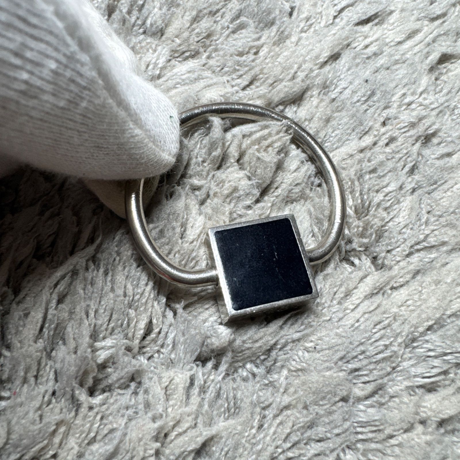 LOEWE ロエベ キーリング キーホルダー アナグラム スクエア シルバー