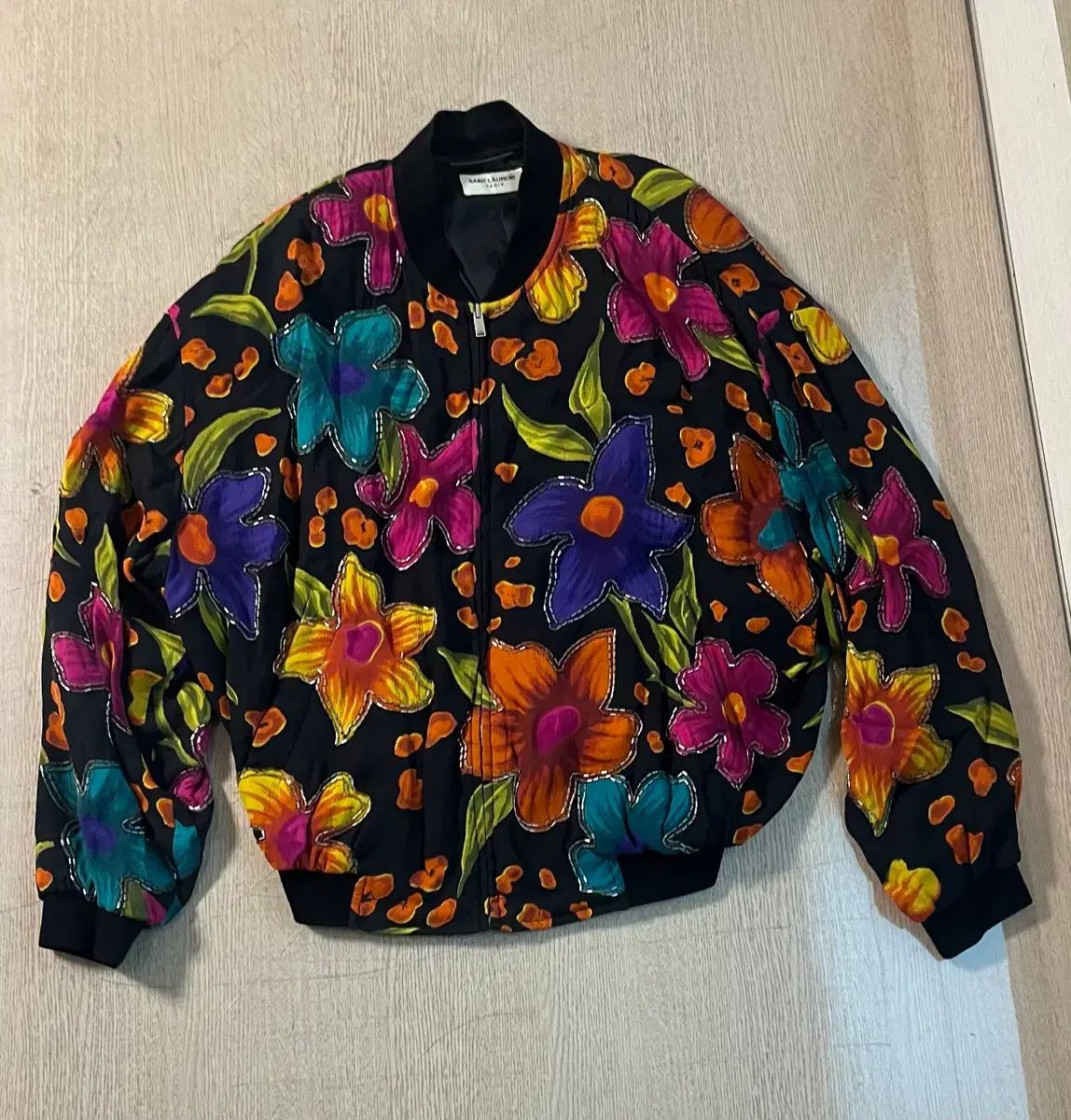 Saint Laurent サンローラン 2021 フローラル プリンティング ビーズ クレープ ブルゾン ジャケット