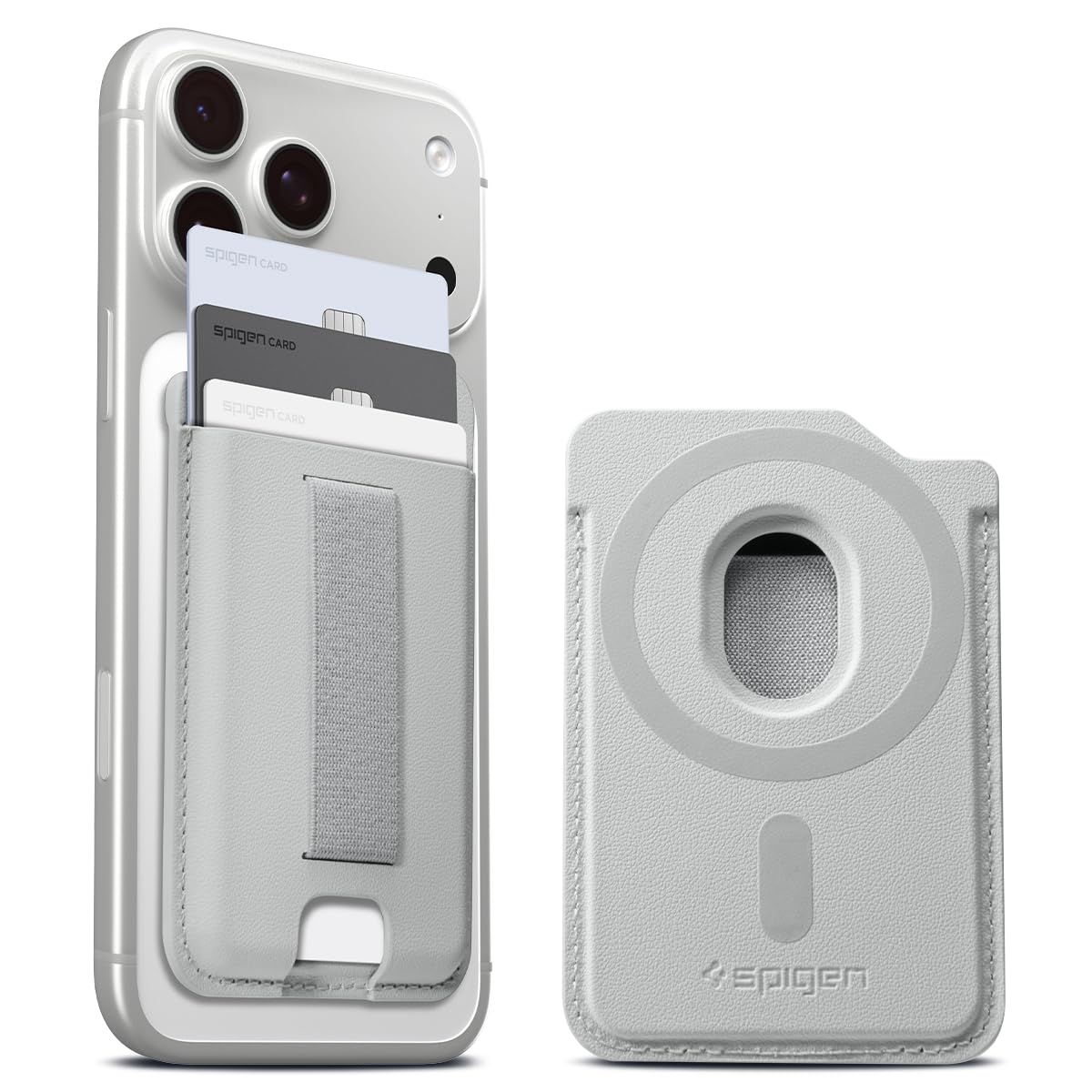 Spigen MagSafeウォレットスマートバンド(MagFit) MagSafe&Pixelsnap用にデザイン iPhone 17/16/15/14/13/12、Pixel 10、Galaxy S26/S25/24シリーズなどに対応 [アーバングレー]