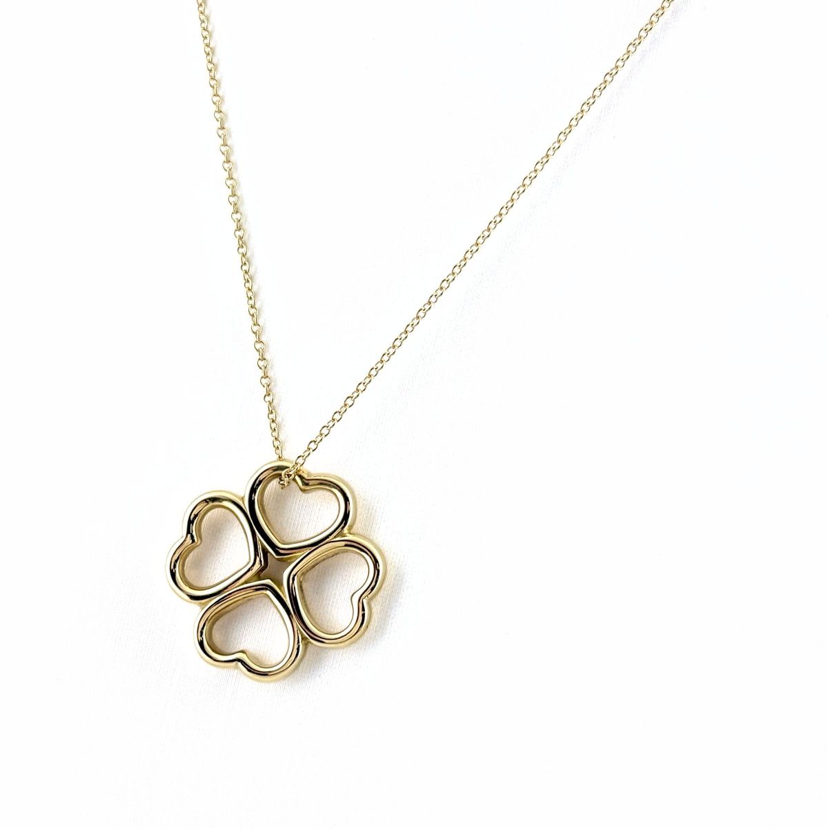 ティファニー TIFFANY&Co. クローバー ハート ネックレス YG イエローゴールド ペンダント ネックレス 750 レディース 【中古】