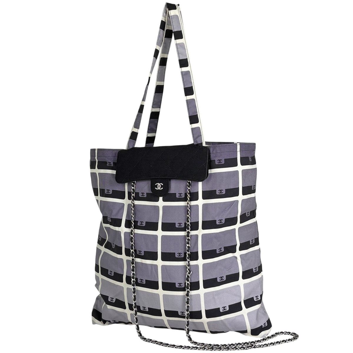 シャネル CHANEL ショルダーバッグ マトラッセ ココマーク エコバッグ 2WAY ファブリック ブラック AP2095 レディース 【中古】