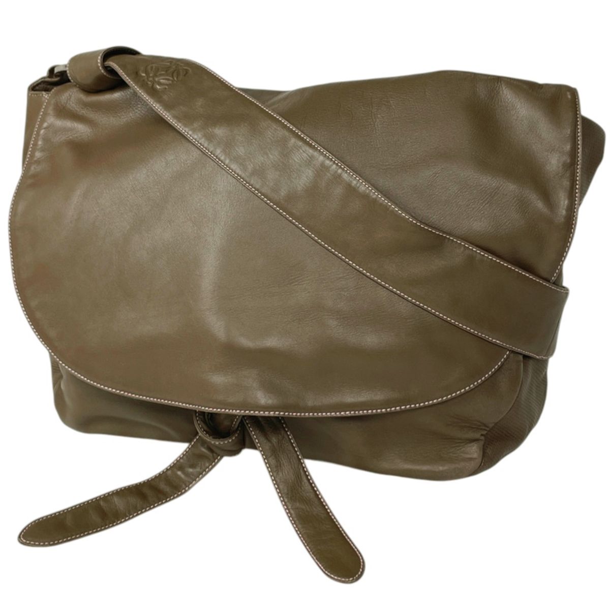 LOEWE アナグラム ショルダーバッグ オリーブ 美品】LOEWE ロエベ 