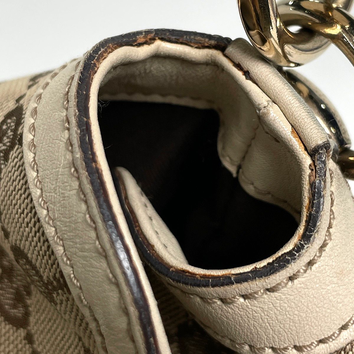 グッチ GUCCI ショルダーバッグ GG柄 バンブー GGキャンバス ベージュ ホワイト 169961 レディース 【中古】