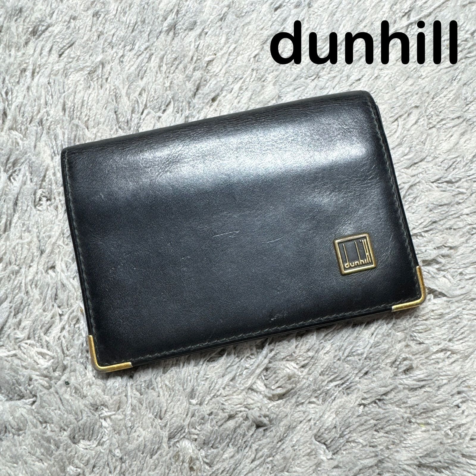 dunhill 黒 レザー 名刺入れ 箱付き DUNHILL ダンヒル 名刺入れ カードケース レザー ゴールドロゴ