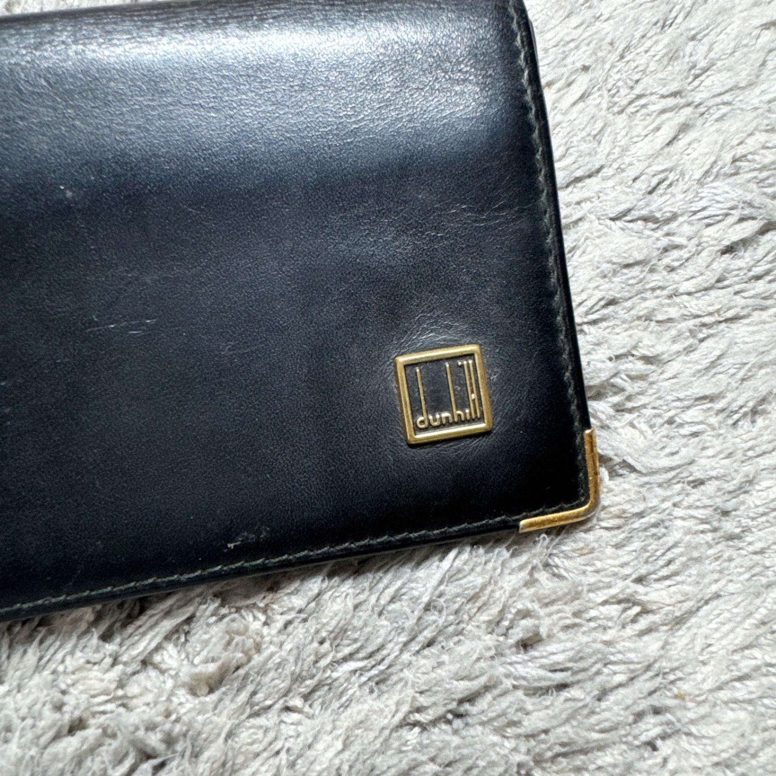 dunhill 名刺入れ ロゴ入りレザー DUNHILL ダンヒル 名刺入れ カードケース レザー ゴールドロゴ