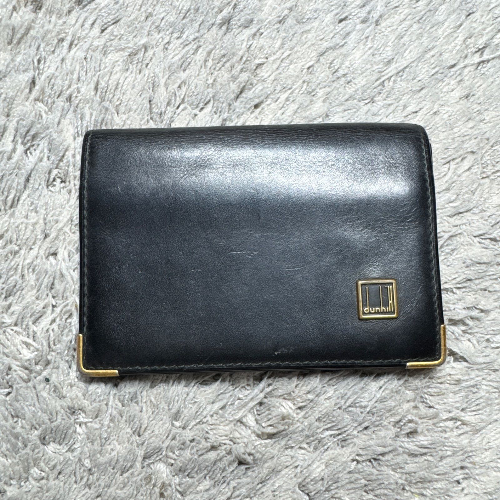 dunhill　新品　黒いレザー名刺入れ DUNHILL ダンヒル 名刺入れ カードケース レザー ゴールドロゴ