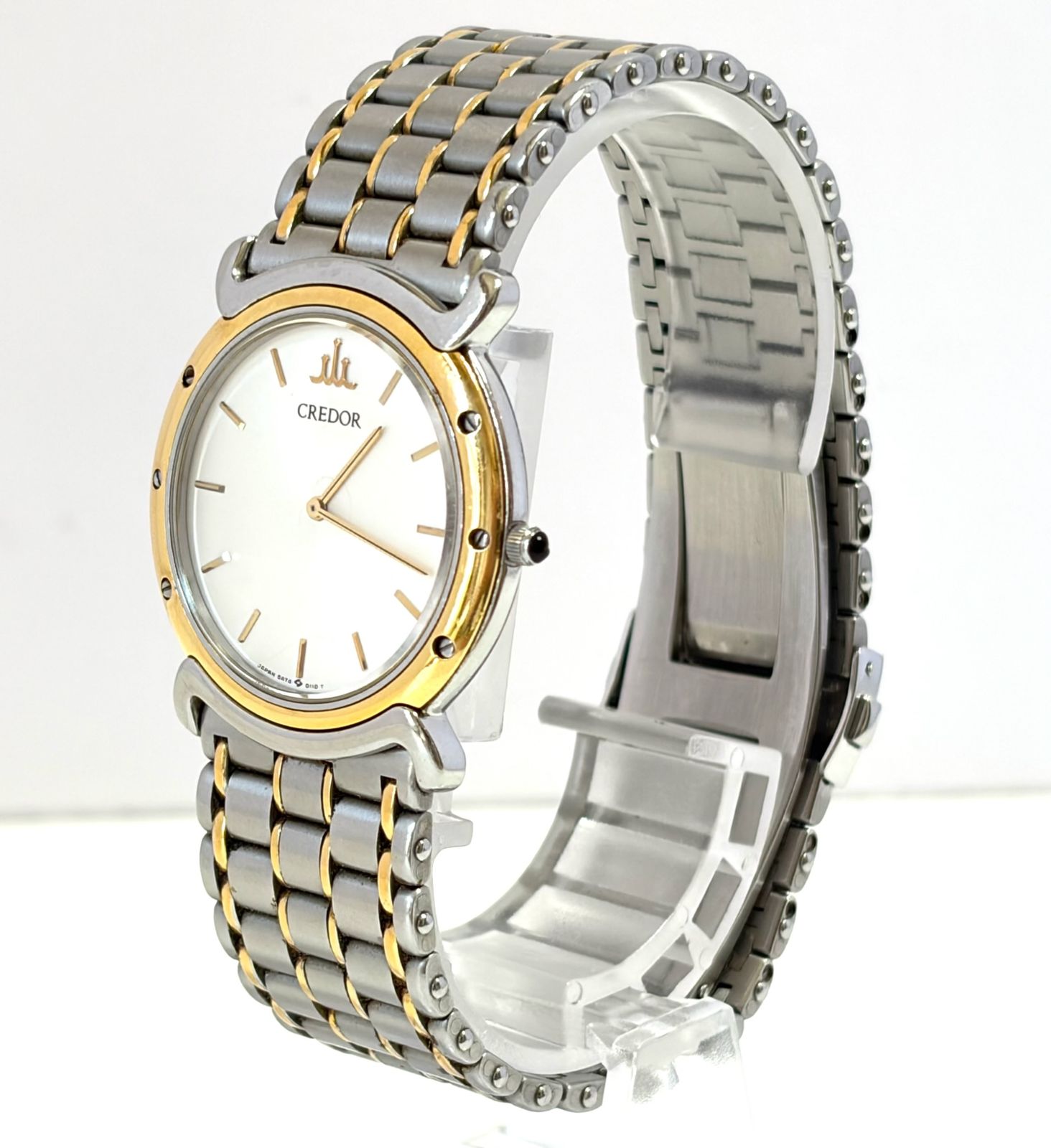 SEIKO CREDOR セイコー クレドール 5A74-0050 18KT×SS ホワイト系文字盤 クォーツ 腕時計 不動