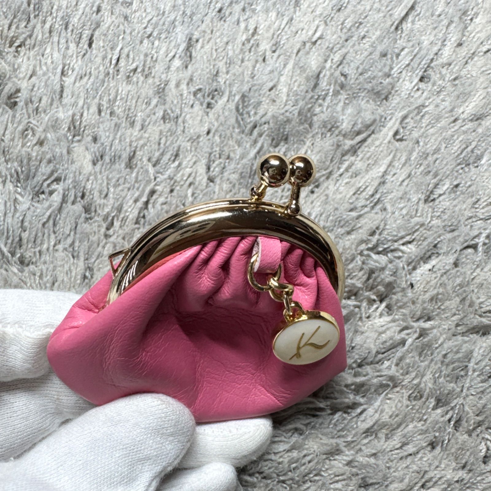 美品】Kitamura キタムラ がま口 コインケース 小銭入れ ピンク レザー