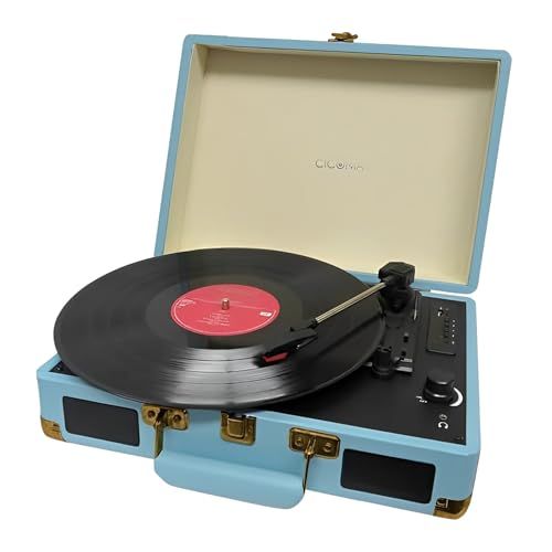 ★新品★[東京Deco] 多機能 ポータブル レトロ レコードプレーヤー トランクケース型 スピーカー内蔵 ライトブルー クラシカル プレーヤー USBメモリー SDカード 録音 再生 AUX IN OUT ブラウン オレンジ 3スピード オートストップ プレ 8,715円