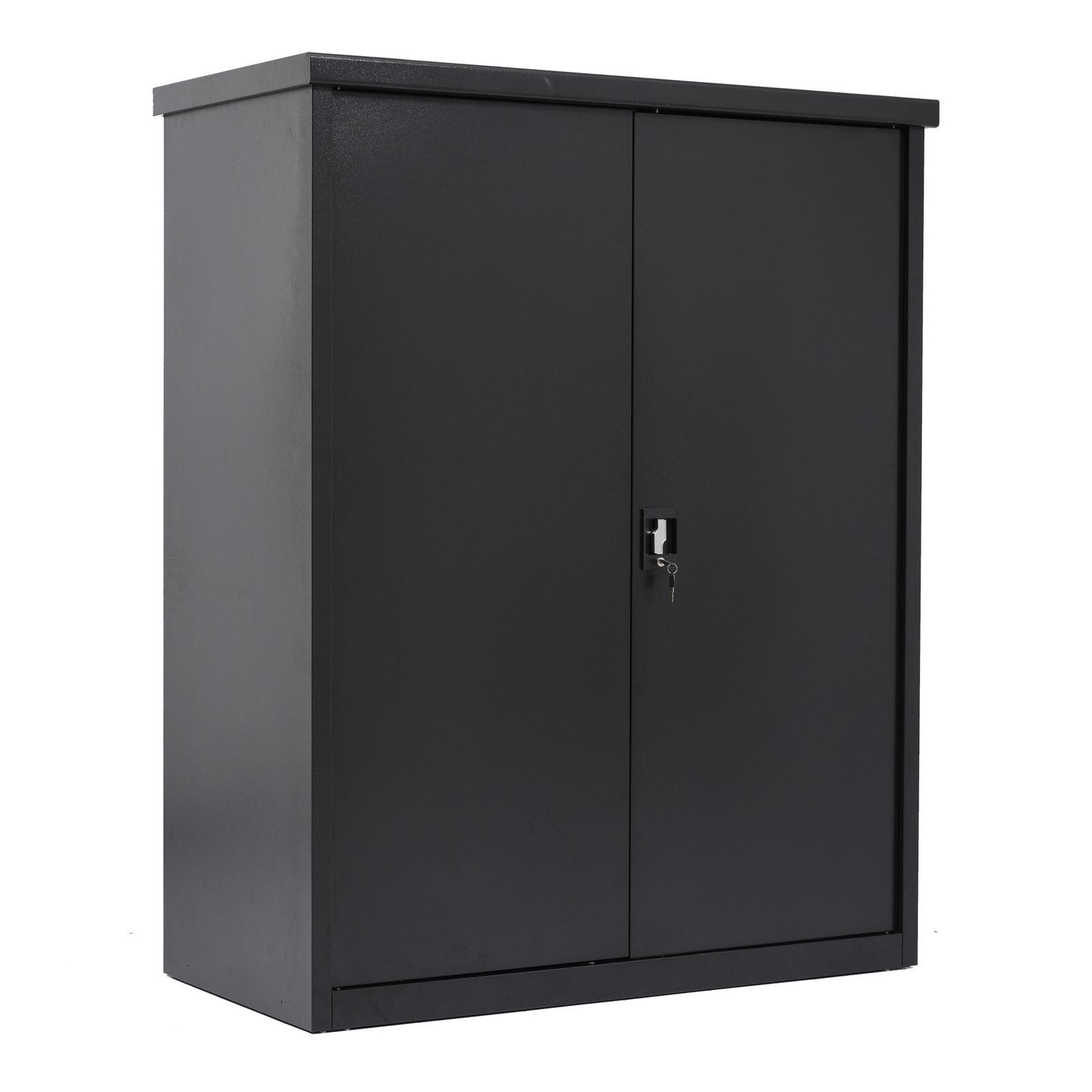 大型物置 収納庫 120×60×154cm ブラック 引き戸 可動棚2枚付き 屋外用【ブラック】