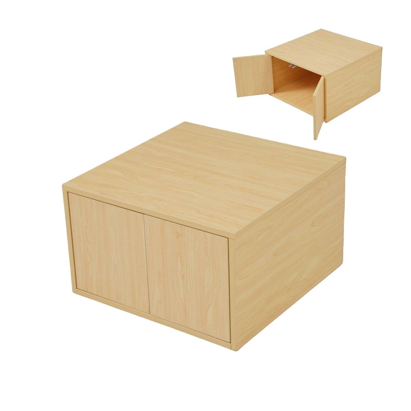 組み合わせ自由自在 収納ベッドユニット 横両開きボックス 2個セット 50×50×30cm ナチュラル【Natural】