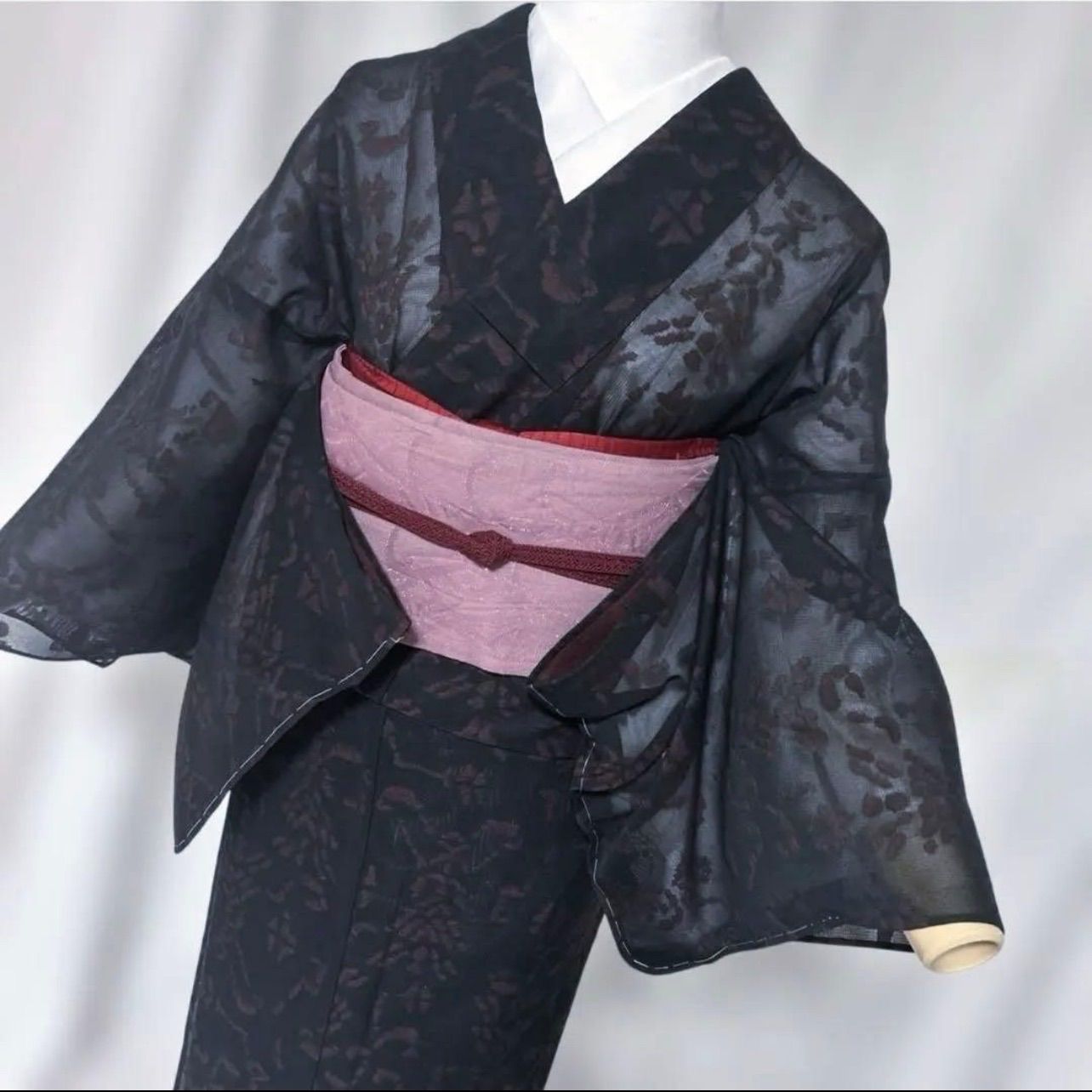 未着用 夏着物 フルセット 紗 小紋 夏帯 夏帯締め 夏帯揚げ 全て美品