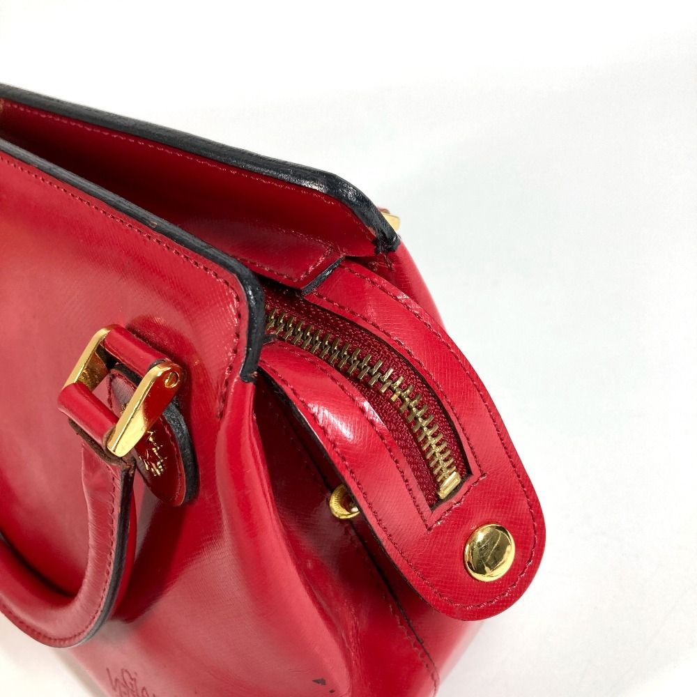 VERSACE ヴェルサーチ ハンドバッグ サンバースト ロゴ レザー レッド