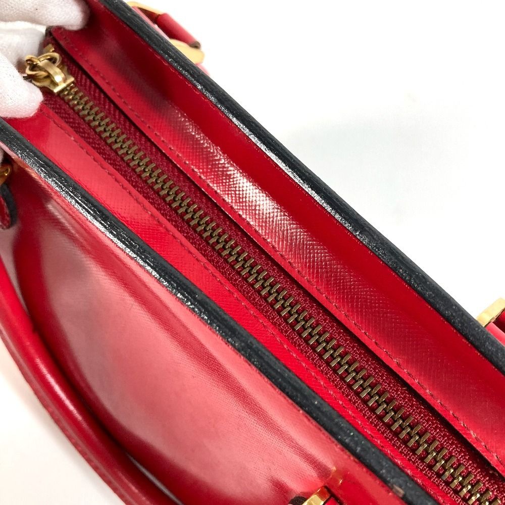 VERSACE ヴェルサーチ ハンドバッグ サンバースト ロゴ レザー レッド