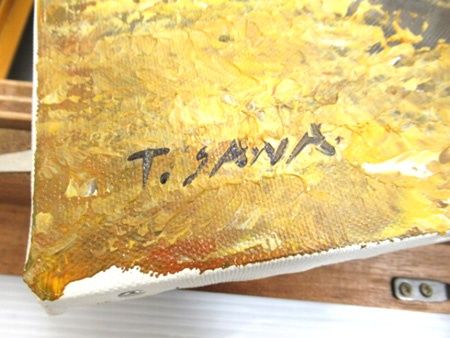 さわ たけし 沢健 奥信濃の民家 真筆証明書付 額付絵画 油彩10号 風景