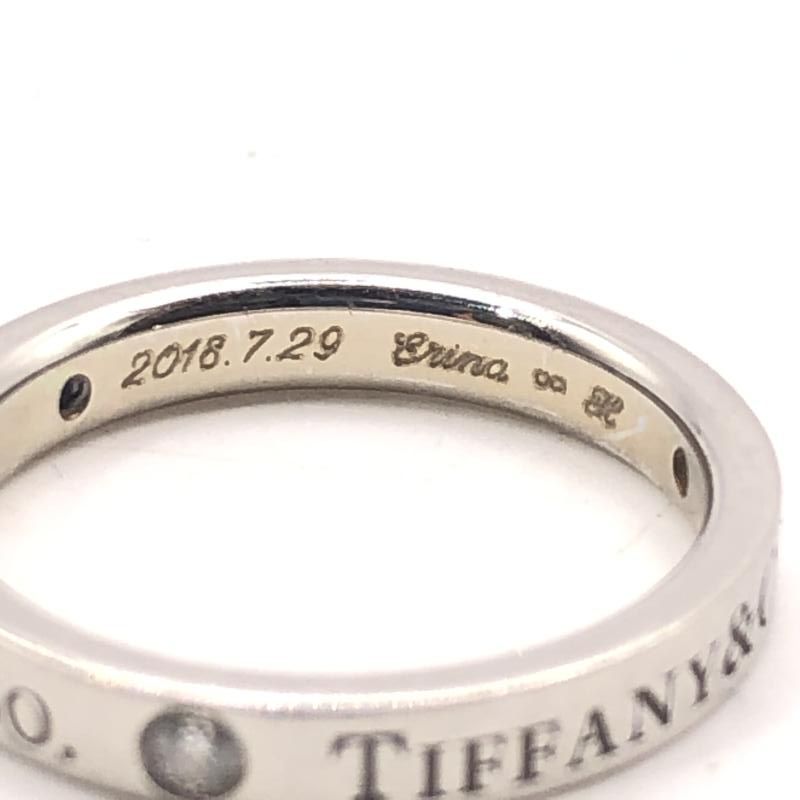 中古】Tiffany＆Co. フラットバンドリング ＃8 △年月日 ネーム刻印 
