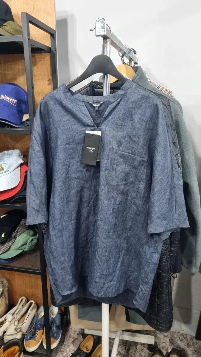 ((Allegri)) 麻(リネン100%) スタイリッシュ 半袖Tシャツ large (韓国国内 105オススメ) 新品