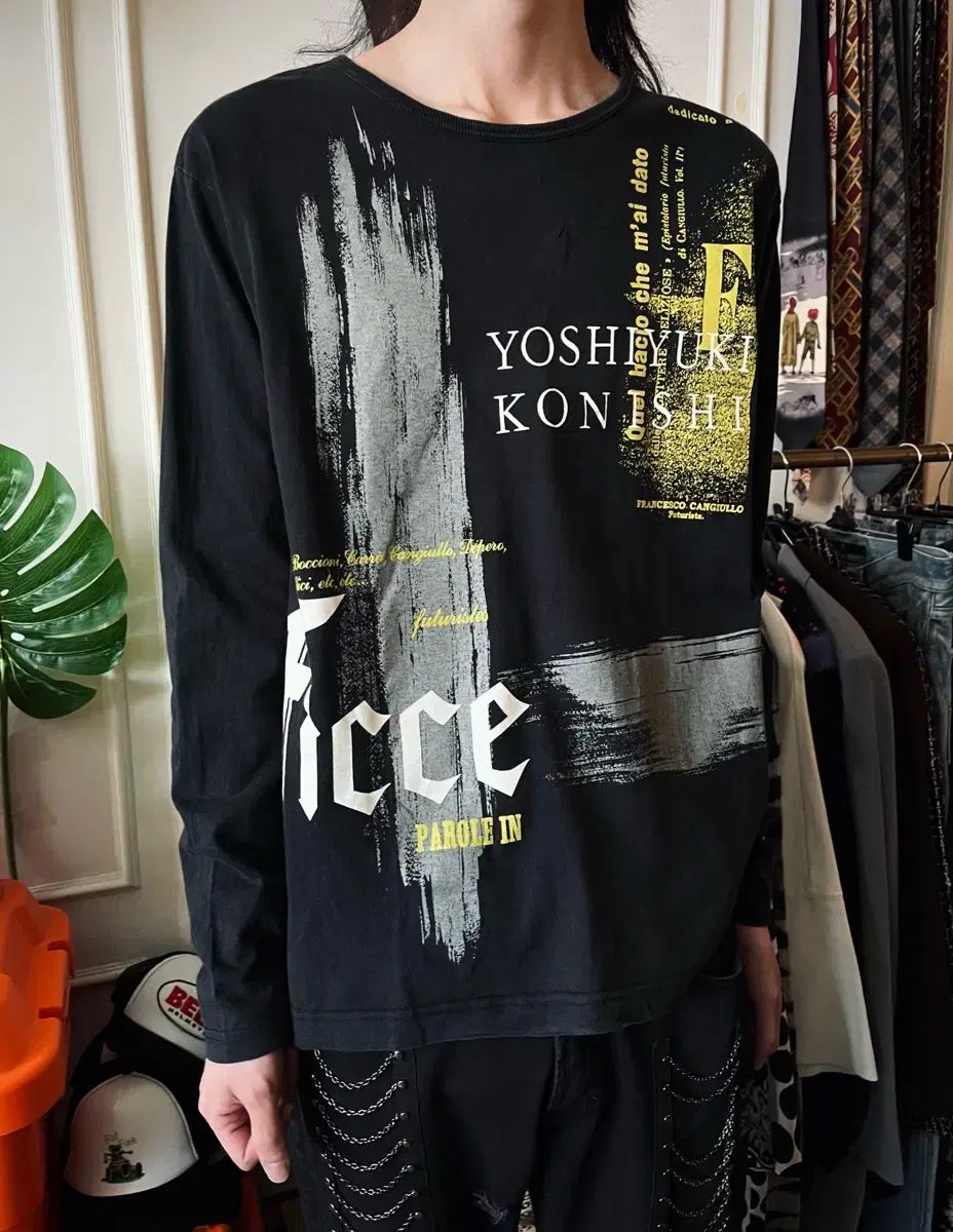 1990s FICCE by Konishi Yoshiyuki コニシヨシユキ フィッチェ アーカイブ 日本 ヴィンテージ アバンギャルド ゴシック プリンティング ブラック ロングスリーブ 長袖 Tシャツ
