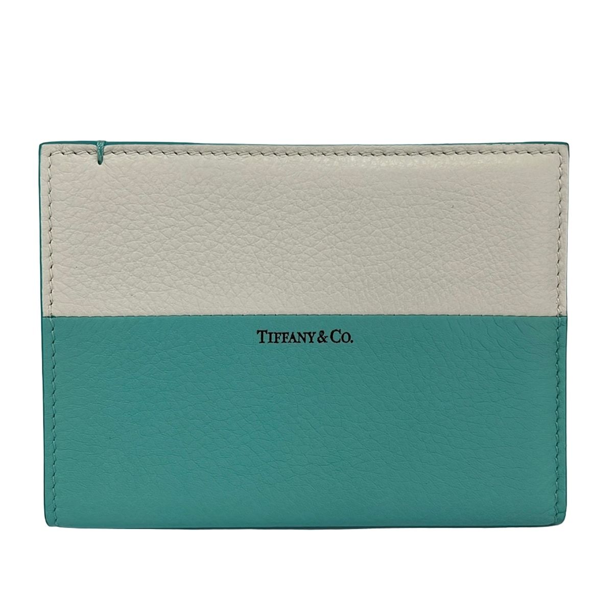 TIFFANY&Co.(ティファニー) パスケース美品 - 白×ティファニーブルー ツートーン レザー