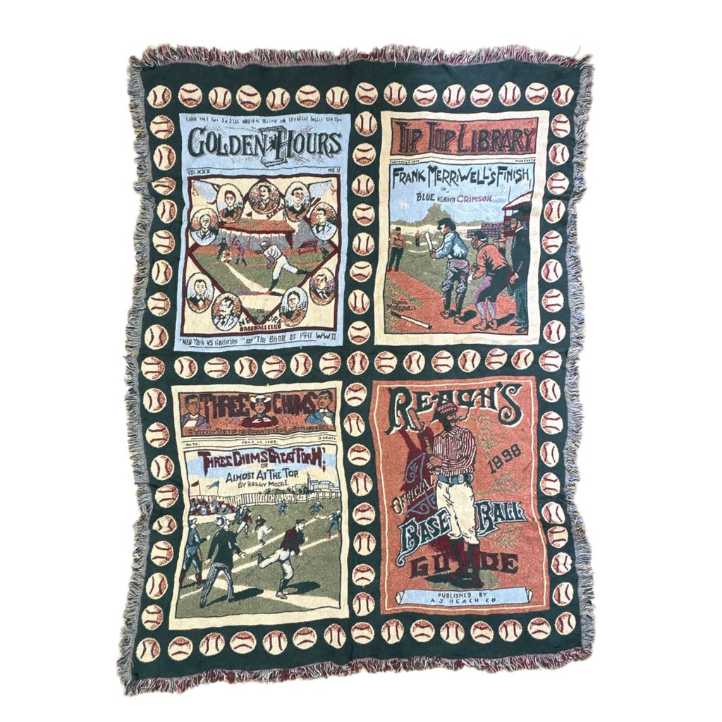 vintageラグ ブランケット マルチカバー タペストリー USA製 野球 ベースボール 表紙 Rug Blanket Book Covers 3674